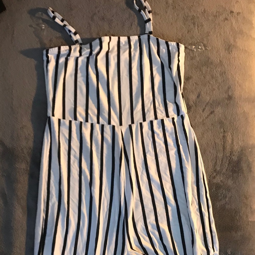 black and white striped jumpsuit
